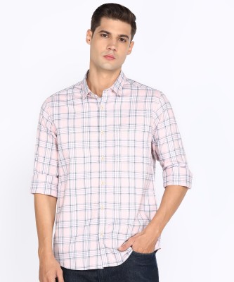 INDIAN TERRAIN Men Checkered Casual Pink Shirt