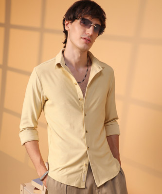 CAMPUS SUTRA Men Solid Casual Yellow Shirt