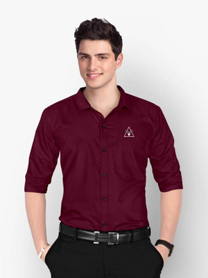 Marmic Fab Men Solid Formal Maroon Shirt