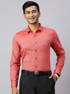 Ramraj Cotton Men Solid Formal Red Shirt