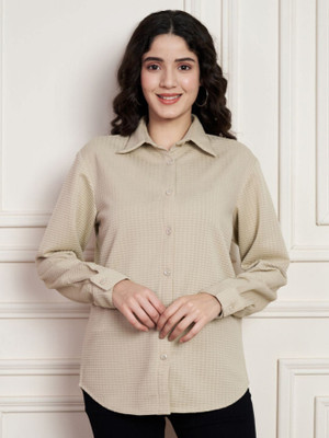 Moda Rapido Women Solid Casual Beige Shirt