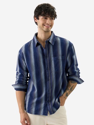 The Souled Store Men Striped Casual Blue Shirt