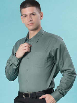 V-MART Men Solid Formal Light Green Shirt
