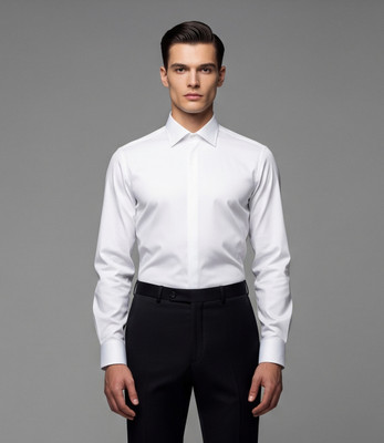 TYCONIUM Men Solid Formal White Shirt