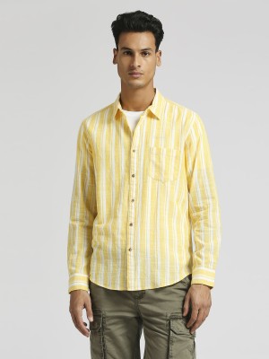 Pepe Jeans Men Striped Casual Yellow, White Shirt