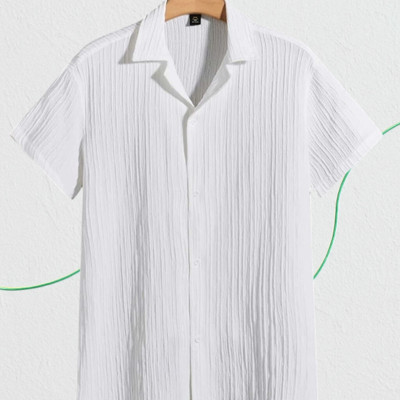 Dharamraj Fashion Men Self Design Casual White Shirt