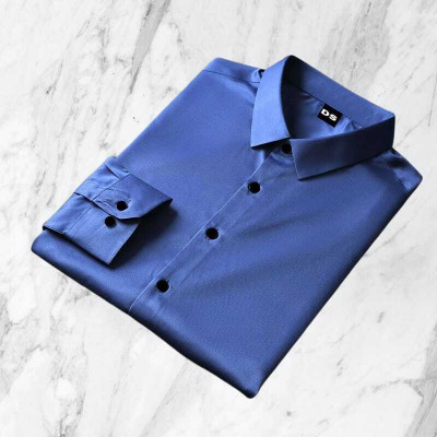 Kadhare Fashion Men Solid Casual Light Blue Shirt