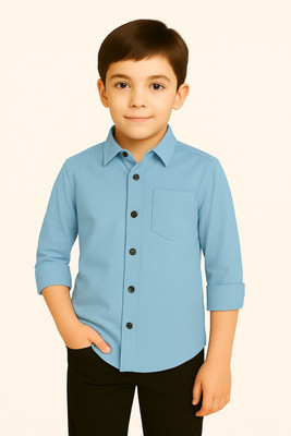 jabak creation Boys Solid Festive Light Blue Shirt