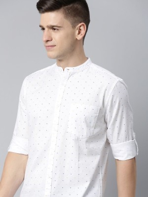 HERE&NOW Men Printed Casual White Shirt