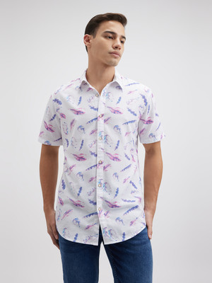 Pepe Jeans Men Printed Casual Purple Shirt