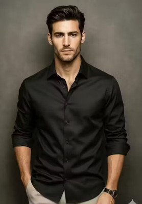 STOVESSY Men Dyed/Ombre Party Black Shirt