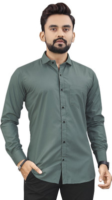 NIVICK Men Solid Formal Green Shirt