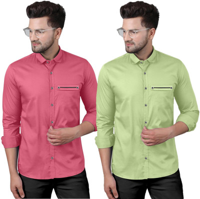 DHYAN ENTERPRISE Men Solid Casual Multicolor Shirt(Pack of 2)