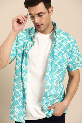 DENNISON Men Printed Casual Blue Shirt
