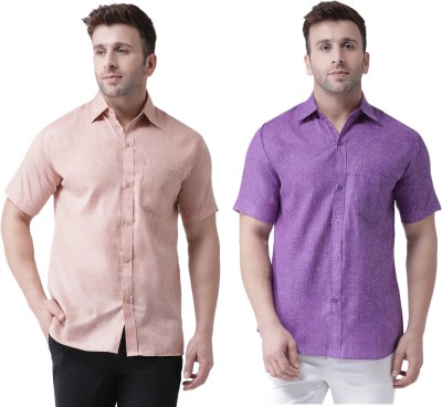 KLOSET BY RIAG Men Solid Casual Purple Shirt(Pack of 2)