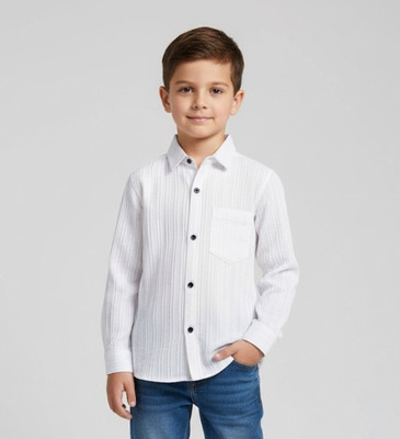Zarila Boys Solid Casual White Shirt