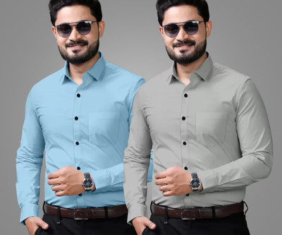 CHEAPSHIRTS Men Solid Formal Multicolor Shirt(Pack of 2)