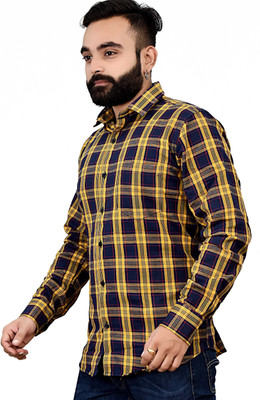 Shreyash Trend Men Solid Casual Dark Blue, Yellow, Red Shirt