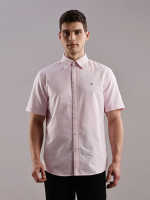 TOMMY HILFIGER Men Self Design Casual Pink Shirt