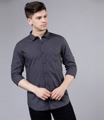 HIGHLANDER Men Solid Casual Black Shirt