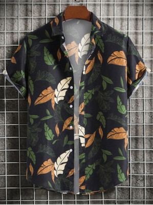 SEVENTEENSTITCH Men Printed, Floral Print Casual Black, Green, Red, Orange, White Shirt