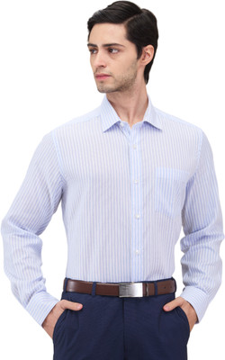 PARK AVENUE Men Striped Formal Blue Shirt