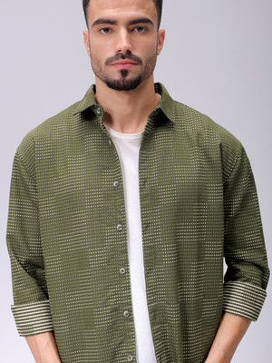 The Indian Garage Co. Men Self Design Casual Green Shirt