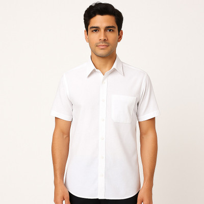 Babdhi Men Solid Formal White Shirt