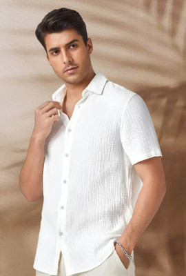 METRONAUT Men Self Design Casual White Shirt
