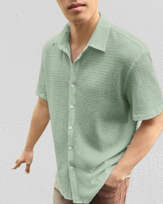 Arth Enterprise Men Self Design Casual Green Shirt