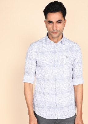 U.S. POLO ASSN. Men Floral Print Casual Blue, White Shirt