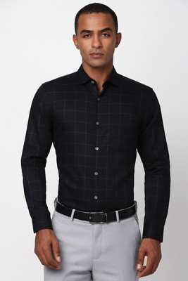 PETER ENGLAND Men Checkered Casual Black Shirt