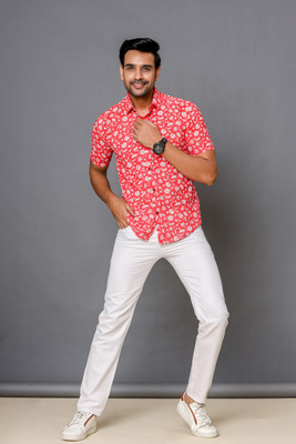 dRANG Men Printed Casual Red Shirt