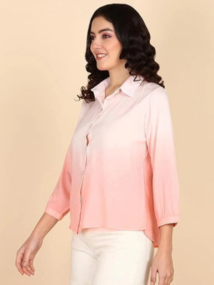 maaesa Women Dyed/Ombre Casual Pink Shirt