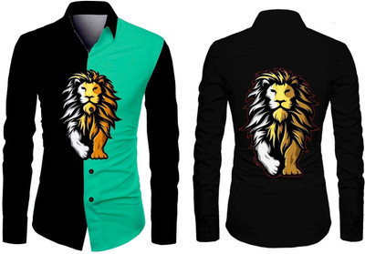 AviraEnterprise Men Printed Casual Green Shirt