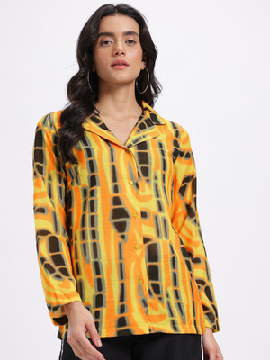 Glitchez Women Printed Casual Yellow Shirt
