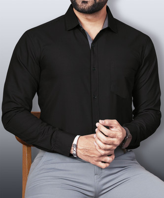 VeBNoR Men Solid Formal Black Shirt