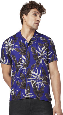 PEOPLE Men Printed Casual Blue Shirt
