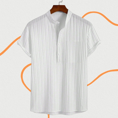 Jenil Fashion Men Self Design Casual White Shirt