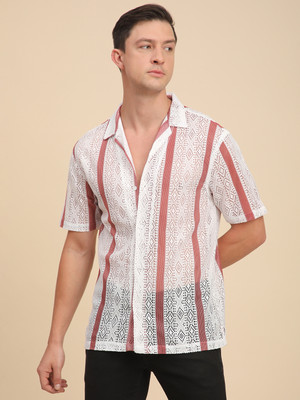 Voroxy Men Striped Casual Multicolor Shirt