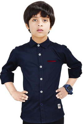 crane Boys Solid Casual Dark Blue Shirt