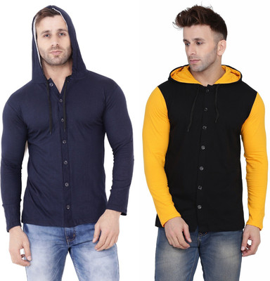 Money Leaf Men Solid Casual Multicolor Shirt(Pack of 2)
