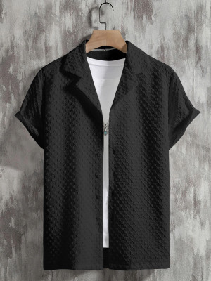 KALP CRAZE Men Self Design Casual Black Shirt