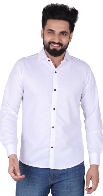 Shirteum Men Solid Casual White Shirt