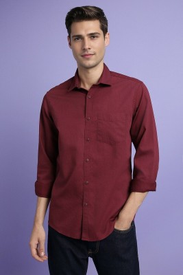 FOREVER 21 Men Solid Casual Maroon Shirt