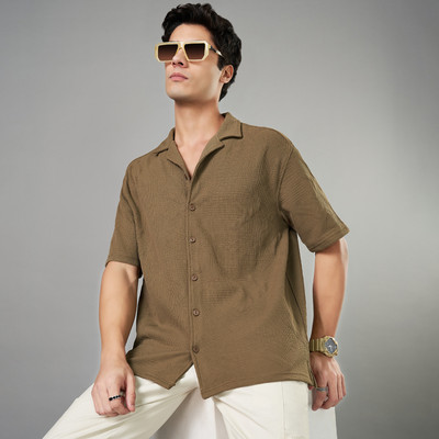 Street 808 by Pantaloons Men Solid Casual Green Shirt