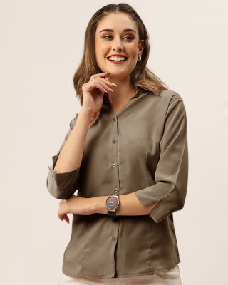 EyeBogler Women Solid Casual Brown Shirt