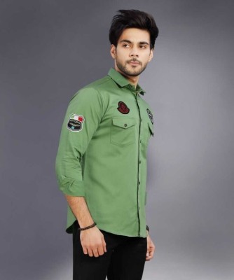 Vuon fab Men Solid Casual Green Shirt