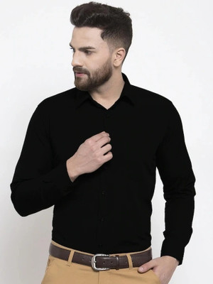 RAJRANCHHODD Men Washed Casual Black Shirt