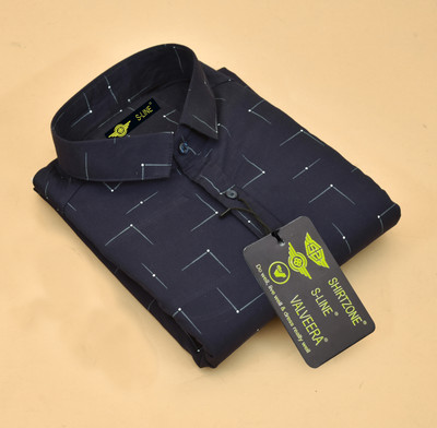 S-LINE Men Printed Casual Blue Shirt